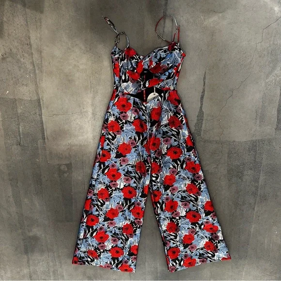 AUTUMN ADEIGBO Marjorie Floral Brocade Jumpsuit